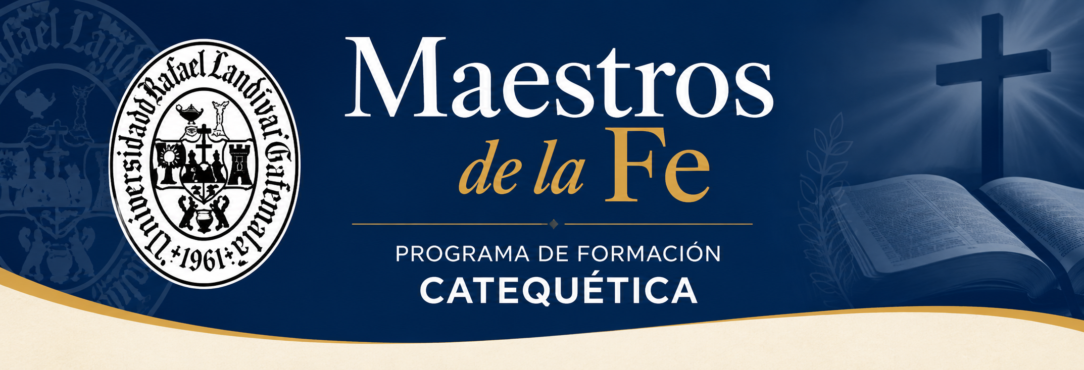 Portada en tono azul con el logotipo de la Universidad Landívar del lado superior izquierdo y una bilbia al lado derecho